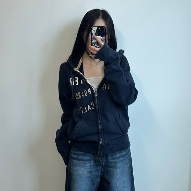 홀리스터 y2k 와투케 데미지 네이비 후드집업