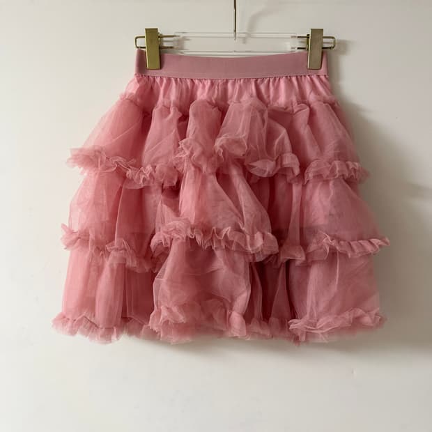 새상품 여자 캉캉 쉬폰 미니스커트 (핑크)