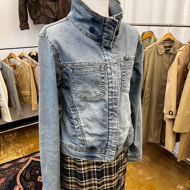 하이넥 집업 데님 자켓