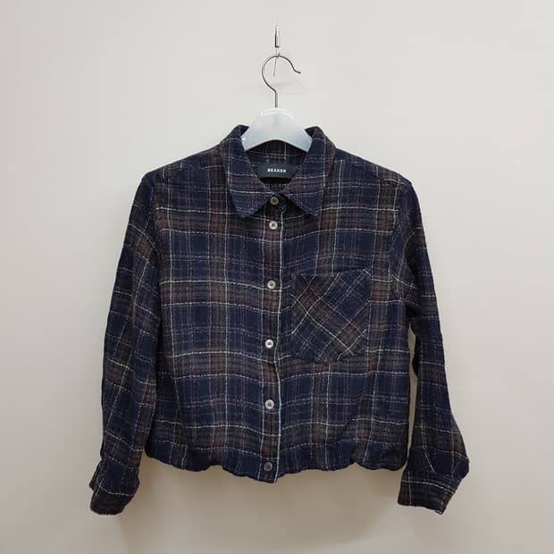 비이커 BEAKER 2021 체크 울 블렌드 크롭 셔츠 자켓 1사이즈