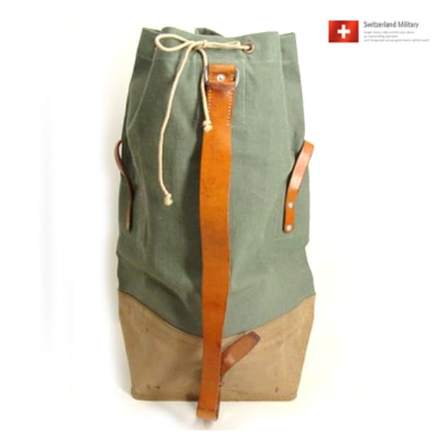 스위스군 캔버스 가죽 더블백