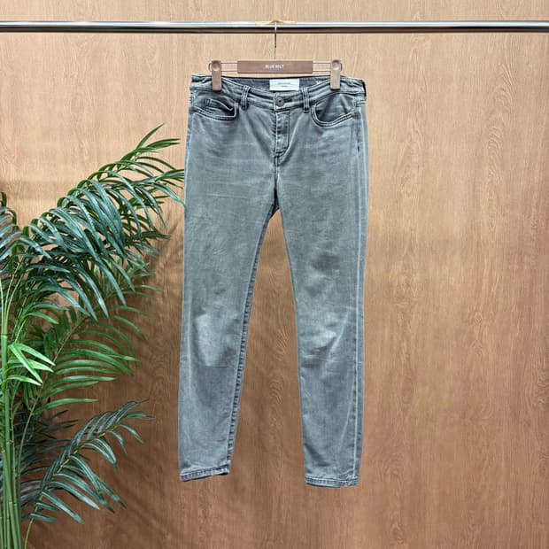 막스마라 위켄드 스트레치 스키니 데님 팬츠 나비 메탈 패치 디테일 그레이