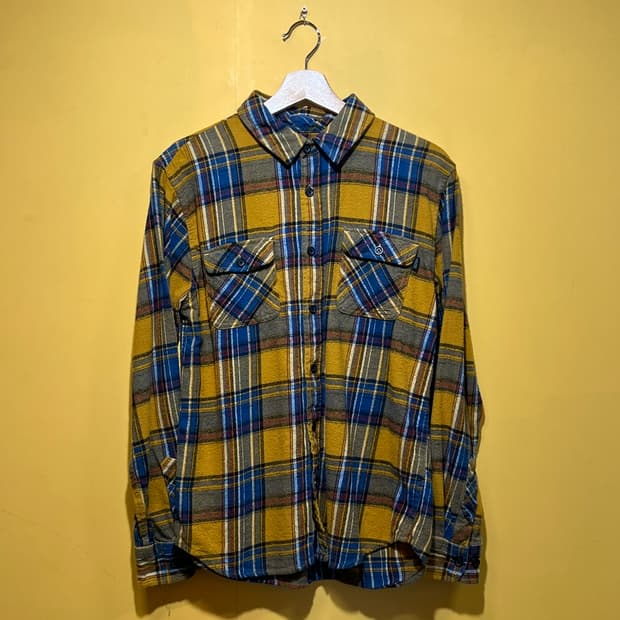 [S] VALOR COLLECTIVE 머스타드 체크 플란넬 셔츠