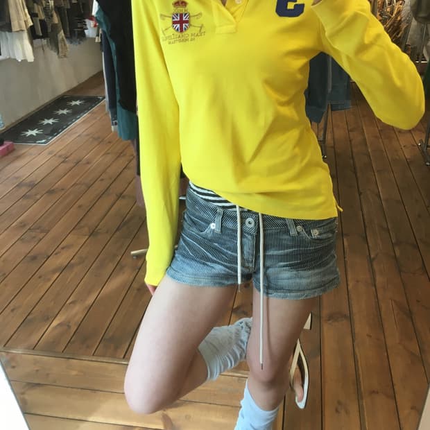 폴로 레몬 슬림핏 카라 롱슬리브