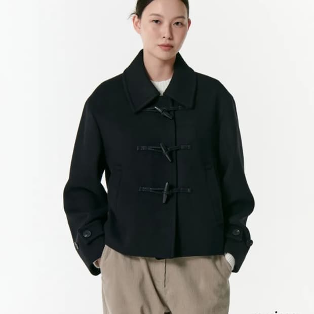 무신사 스탠다드 우먼즈 울 블렌드 더플 떡볶이 쇼트 코트 블랙 s