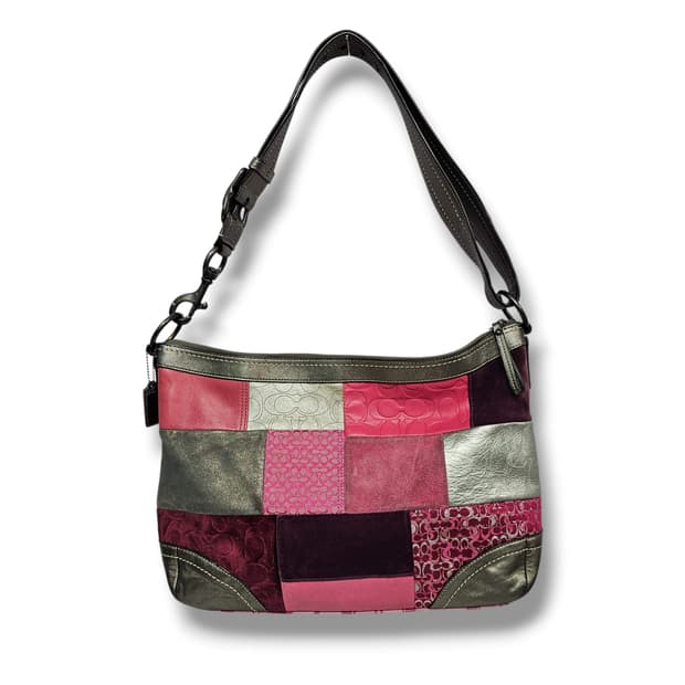 Coach 코치 핑크 패치워크 호보 숄더백