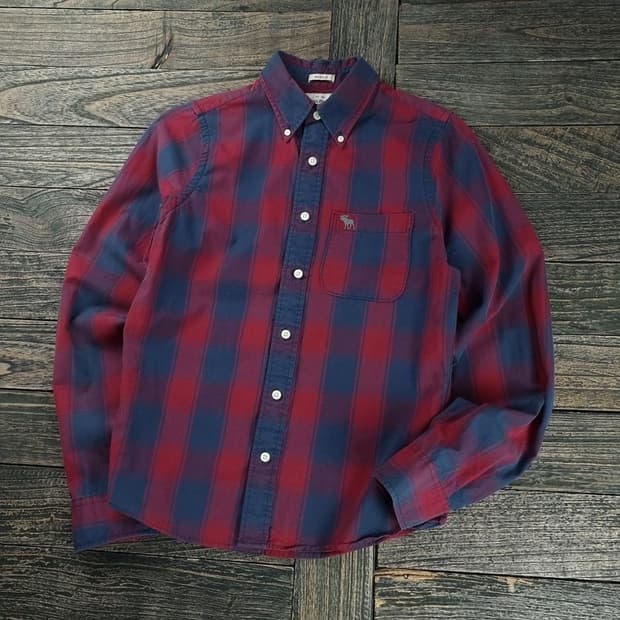 [아베크롬비] 로고 자수 빈티지 체크 셔츠 M18521