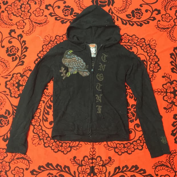 Vintage Gothic punk Knit hoodie zip-up