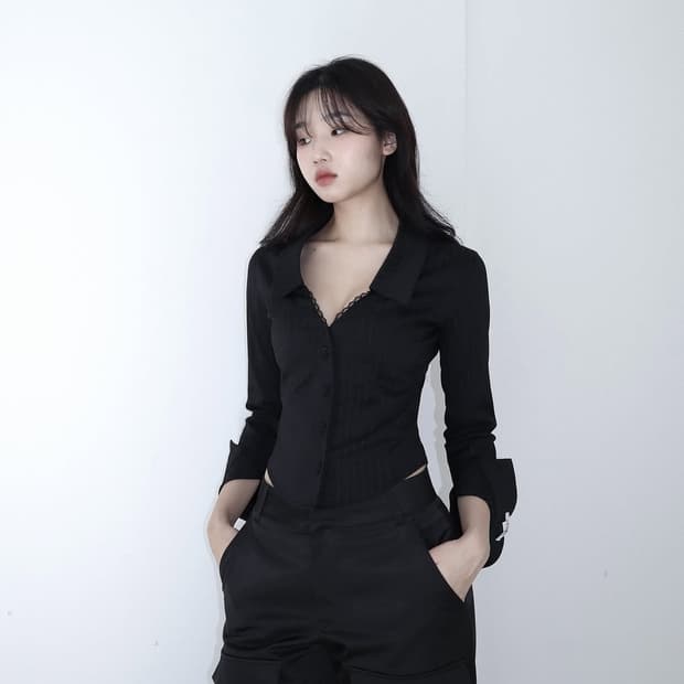 [CLaddA] 클라따 lace princess shirt, black