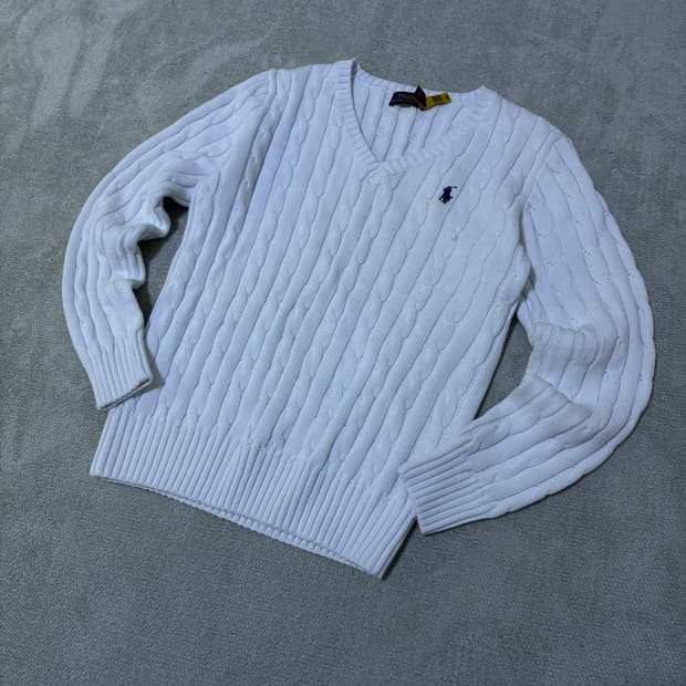 Polo 꽈배기니트 백멜란지 100