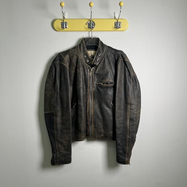 VTG 빈티지 소가죽 라이더 자켓 S
