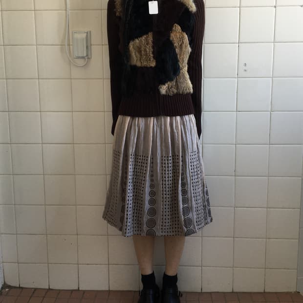 Rabbit fur high neck zip up