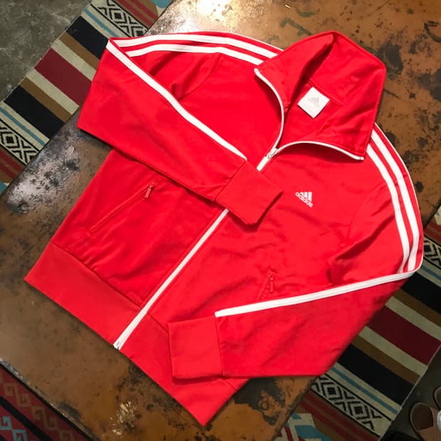 아디다스 레드 집업 져지 자켓 여성 44 사이즈 
