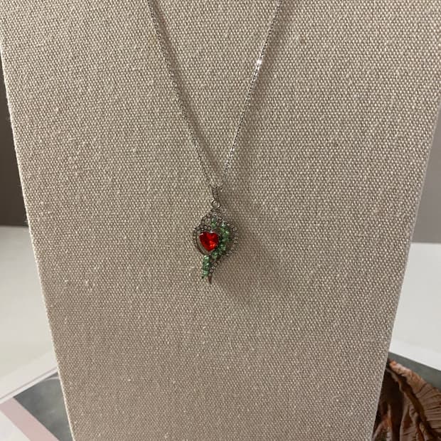 하트 큐빅 목걸이