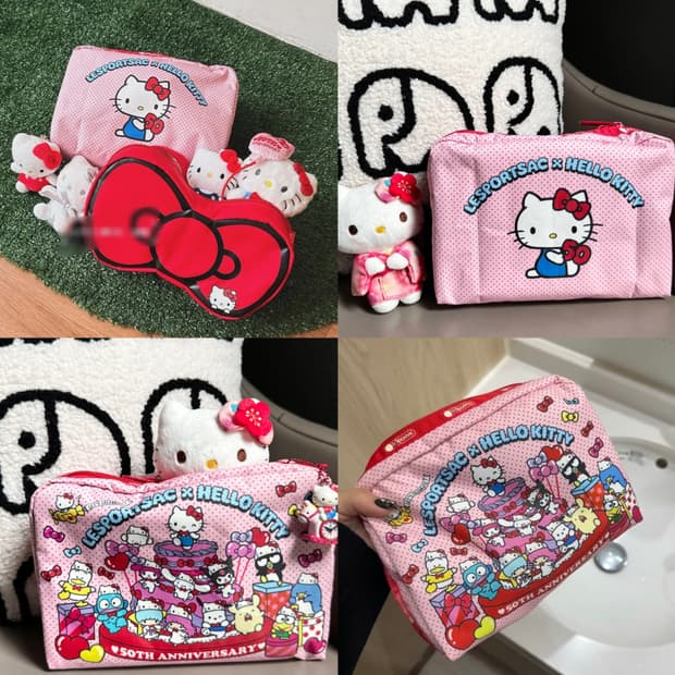 레드 핑크 도트 고양이 레스포색 레스포삭 여행용 화장품 파우치  미니백