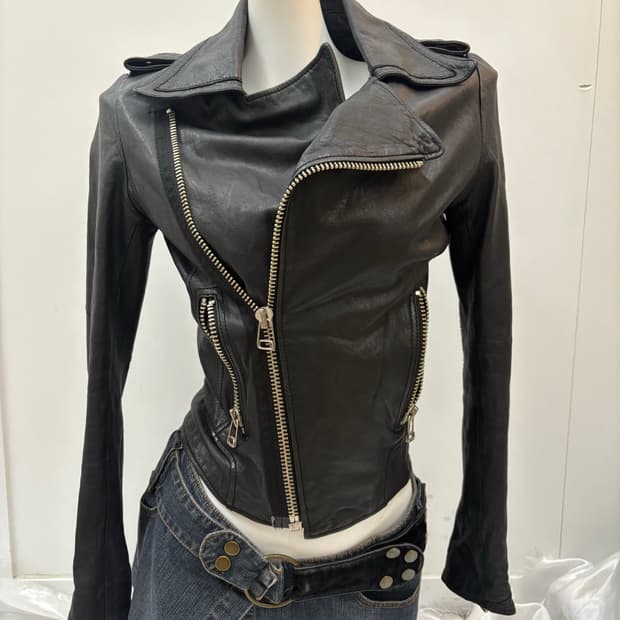 Y2K 램스킨 레더 자켓