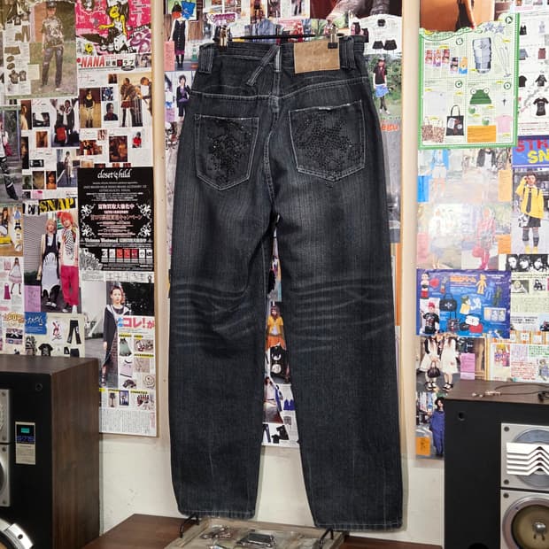 아카데믹 올드스쿨 큐빅 포켓 흑청 데님 팬츠