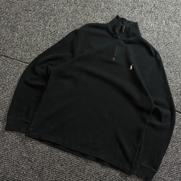 폴로 랄프로렌 포니 로고 박시핏 하프집업 니트 블랙 1731