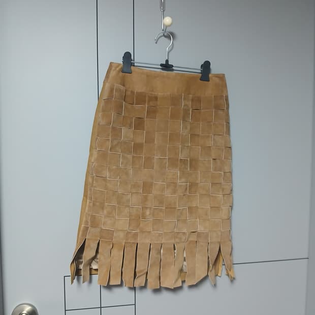 스웨이드 태슬 빈티지 스커트 브라운 (안감있음)