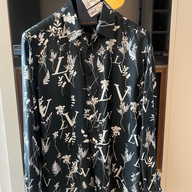 루이비통 리프 프린티드 실크셔츠[L0]
