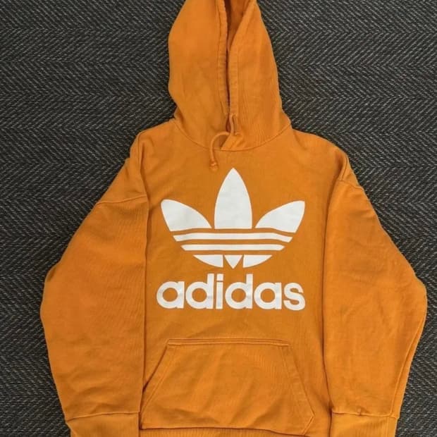 아디다스 오리지널 트레포일 빅로고 오렌지 후드 xl