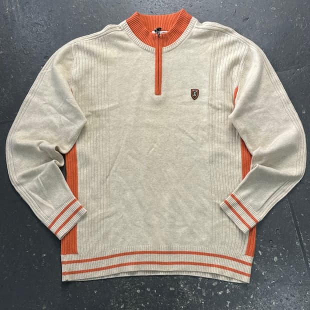 100 핑 반집업 니트 