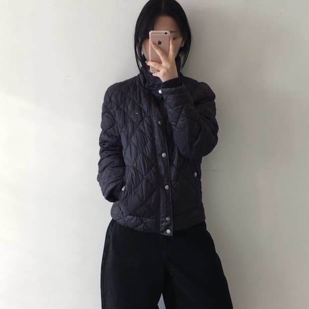 타미힐피거 자수 로고 퀄팅패딩