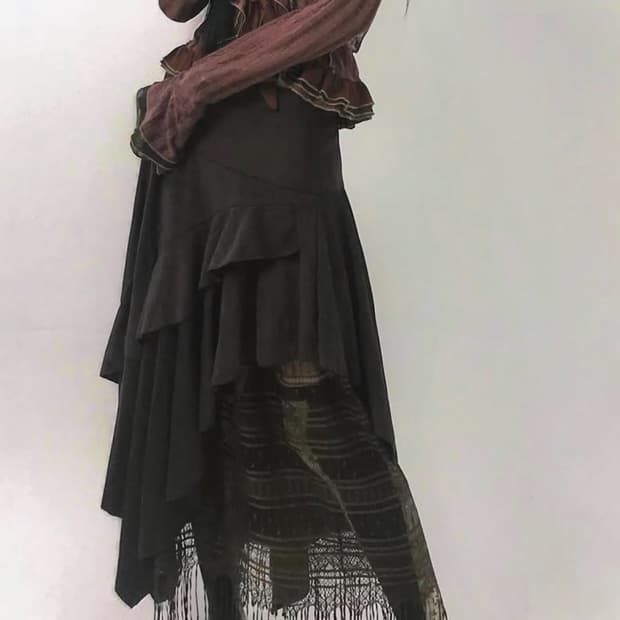 피아오량 가디건 & 셔링 스커트