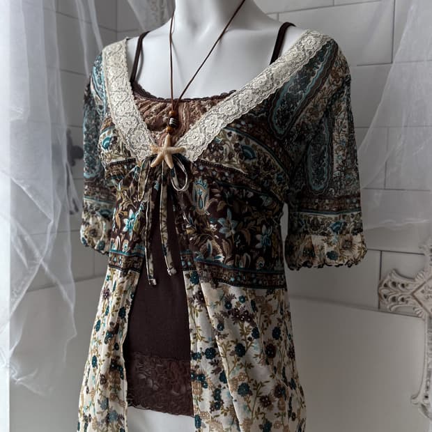 Oriental Floral Robe Cardigan 0402