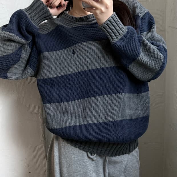 Polo 폴로 랄프로렌 00‘s 단가라 라운드넥 코튼 니트