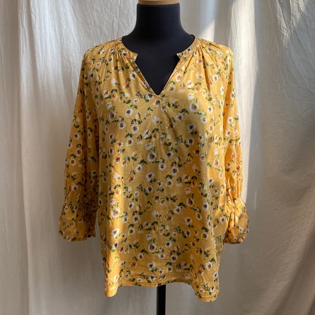 옐로우 플라워 7부블라우스(L)