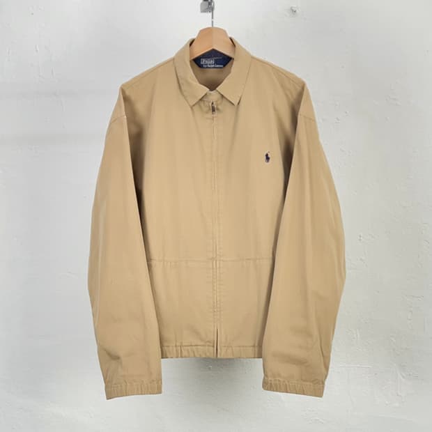 폴로 랄프로렌 라이트 브라운 코튼 쉘 스냅 버튼 스윙톱 자켓