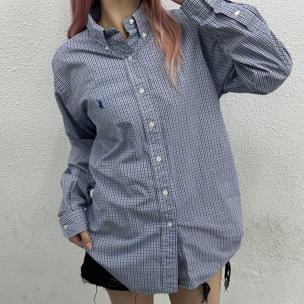 폴로 랄프로렌 딸기우유맛포니 연핑크 체크셔츠 0