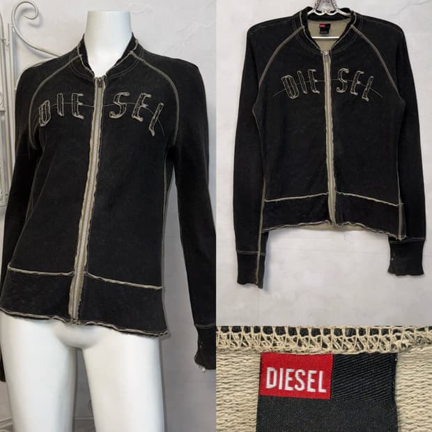 DIESEL washing charcoal cotton zipup