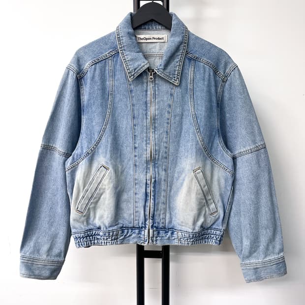 더오픈프로덕트 워시드 데님 봄버 자켓