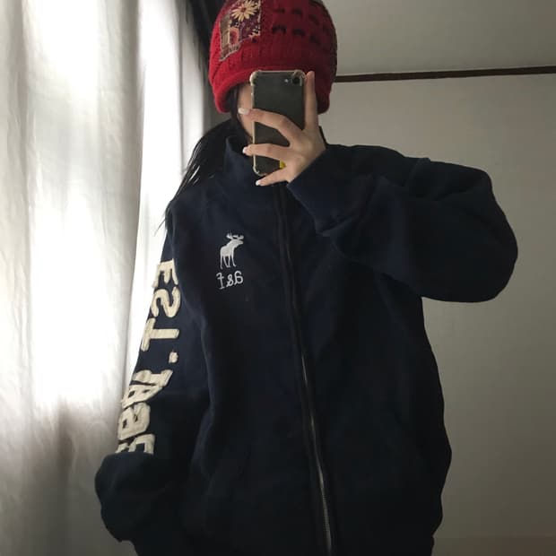 아베크롬비 네이비 사이드 스티치 면집업