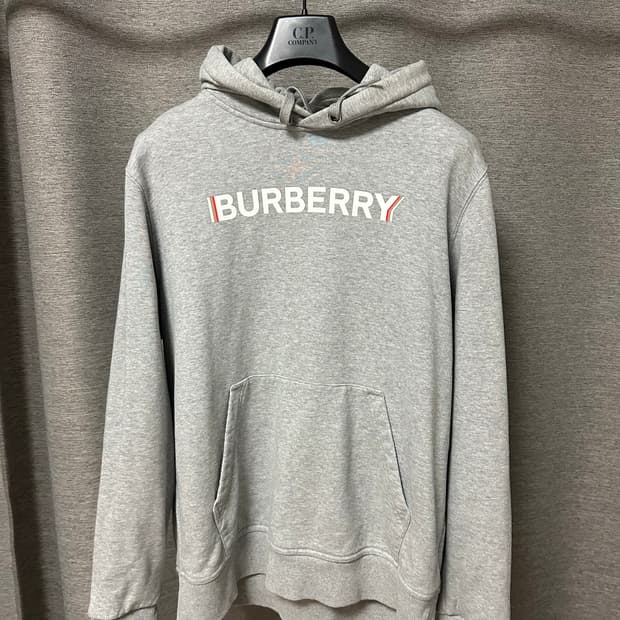 (M) 버버리 레터링로고 후드티 그레이
