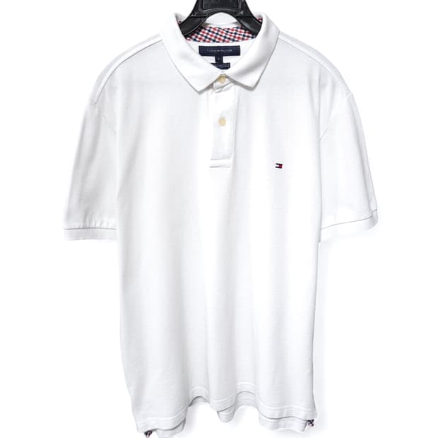 Tommy 타미 화이트 반팔 카라티 L