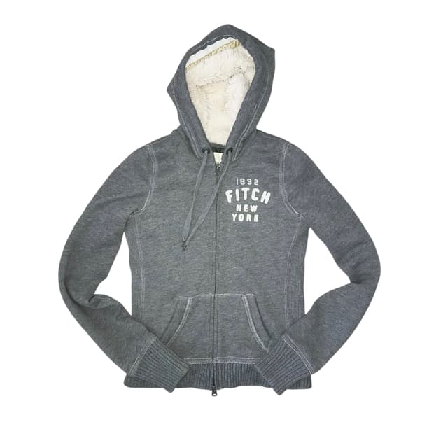 아베크롬비 딱붙핏 양털 그레이 후드집업