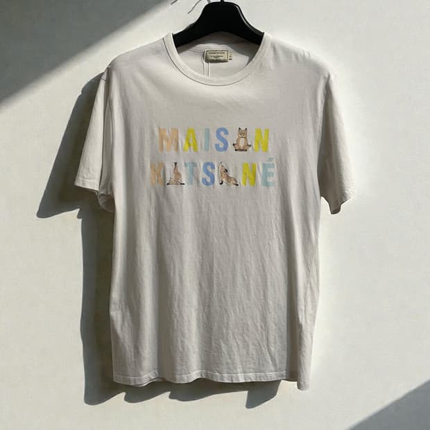 메종 키츠네 멀티 컬러 폭스 로고 반팔 티셔츠