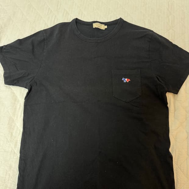 메종키츠네 포켓 반팔 블랙 L