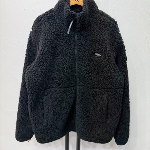 정품) 내셔널지오그래픽 검정색 뽀글이 플리스 후리스 S