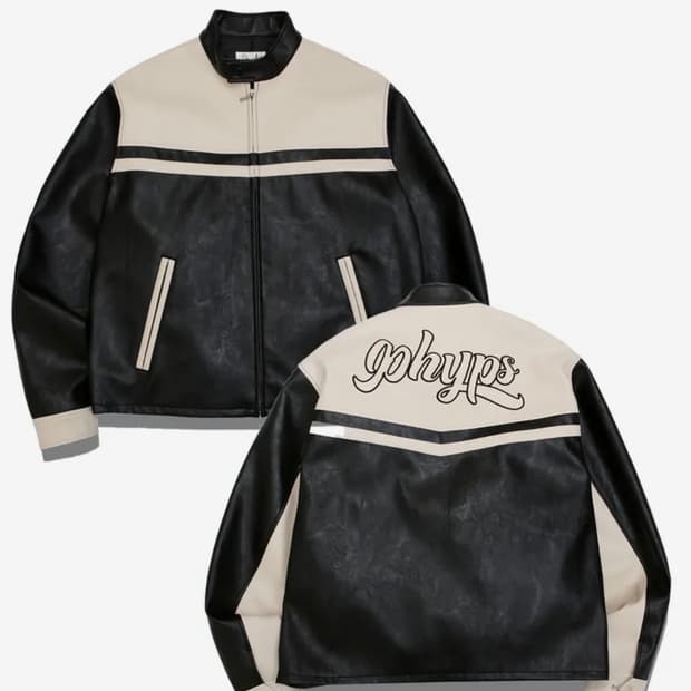 피지컬 에듀케이션 디파트먼트 모토사이클 레더 자켓 블랙 M