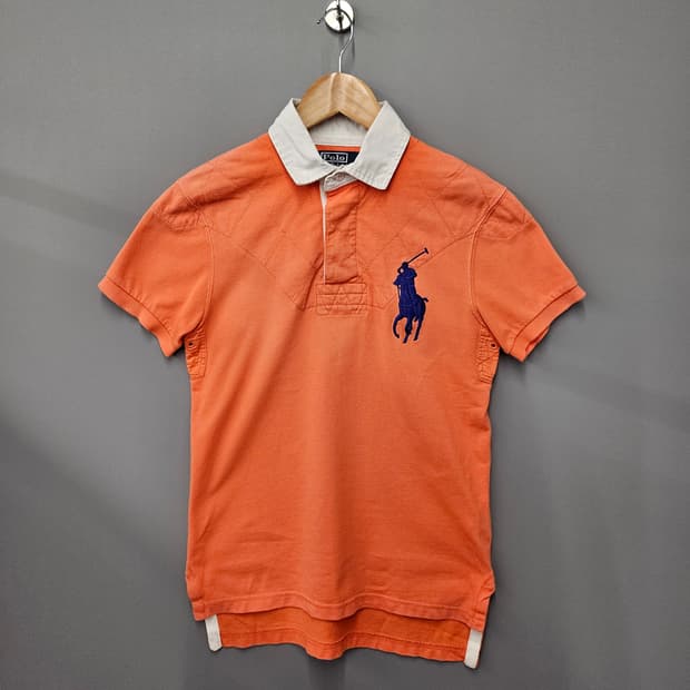 폴로 랄프로렌 빅포니 커스텀핏 반팔 카라티 오렌지