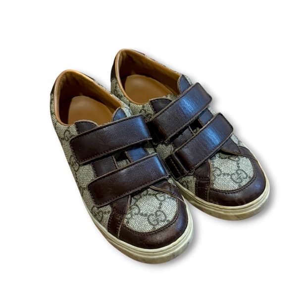 구찌 키즈 GG 수프림 캔버스 벨크로 스니커즈