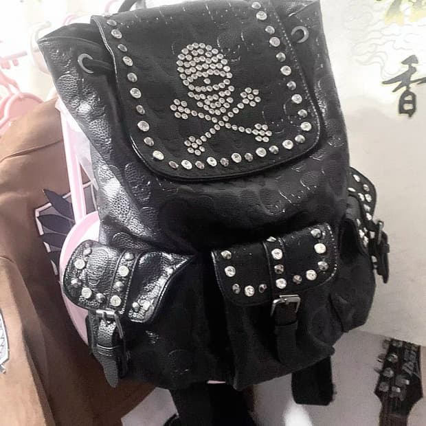 펑크 해골 스컬 큐빅 백팩