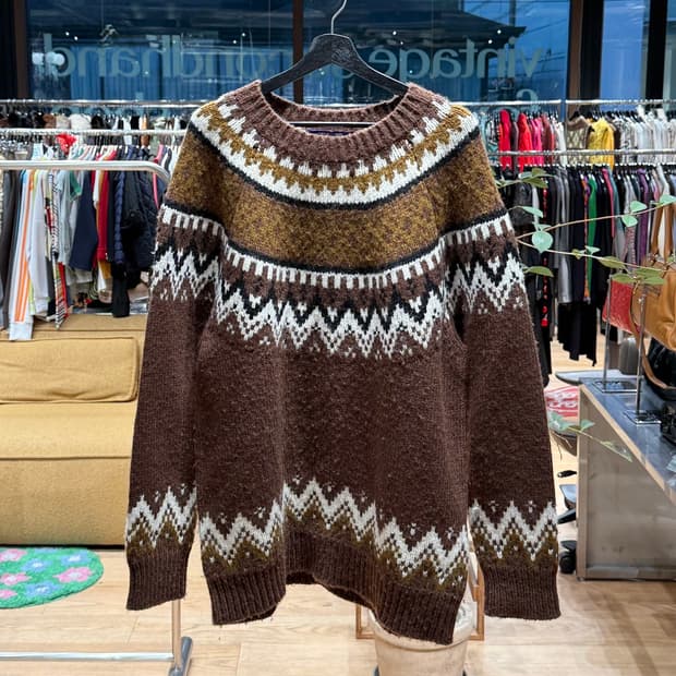 준야 와타나베 맨 브라운 노르딕 울 니트 