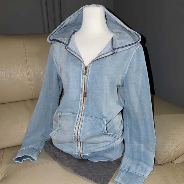 Cook jeans denim washing hood zip-up