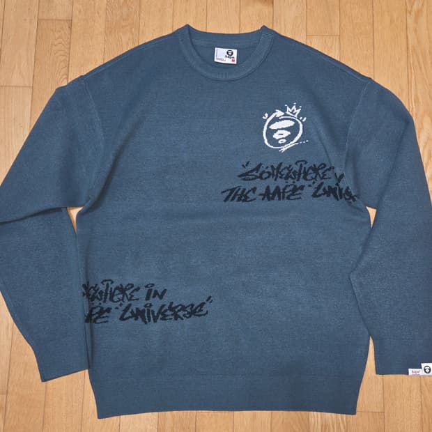 Aape 문페이스 크루넥 니트 L 에메랄드 그린