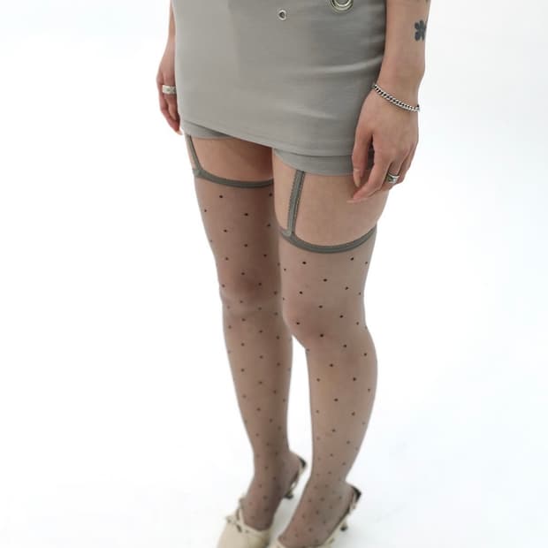 미애 아일렛 미니 팬츠스커트 베이지